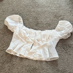 Elegant White Puff Sleeve Top